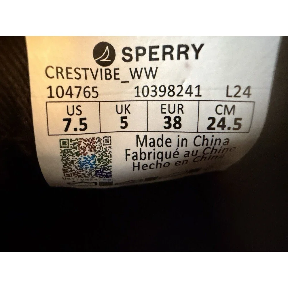 Sperry Womens 7.5 Crest Vibe Black Canvas Lace Up Low Top Sneakers Memory Foam
